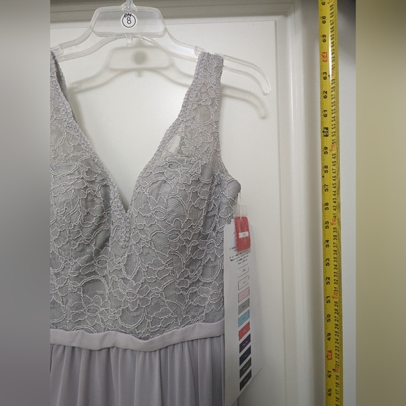 2 New size 8+20 MORI LEE Style 714 Silver Grey Lace Chiffon Evening Dresses - Picture 7 of 16